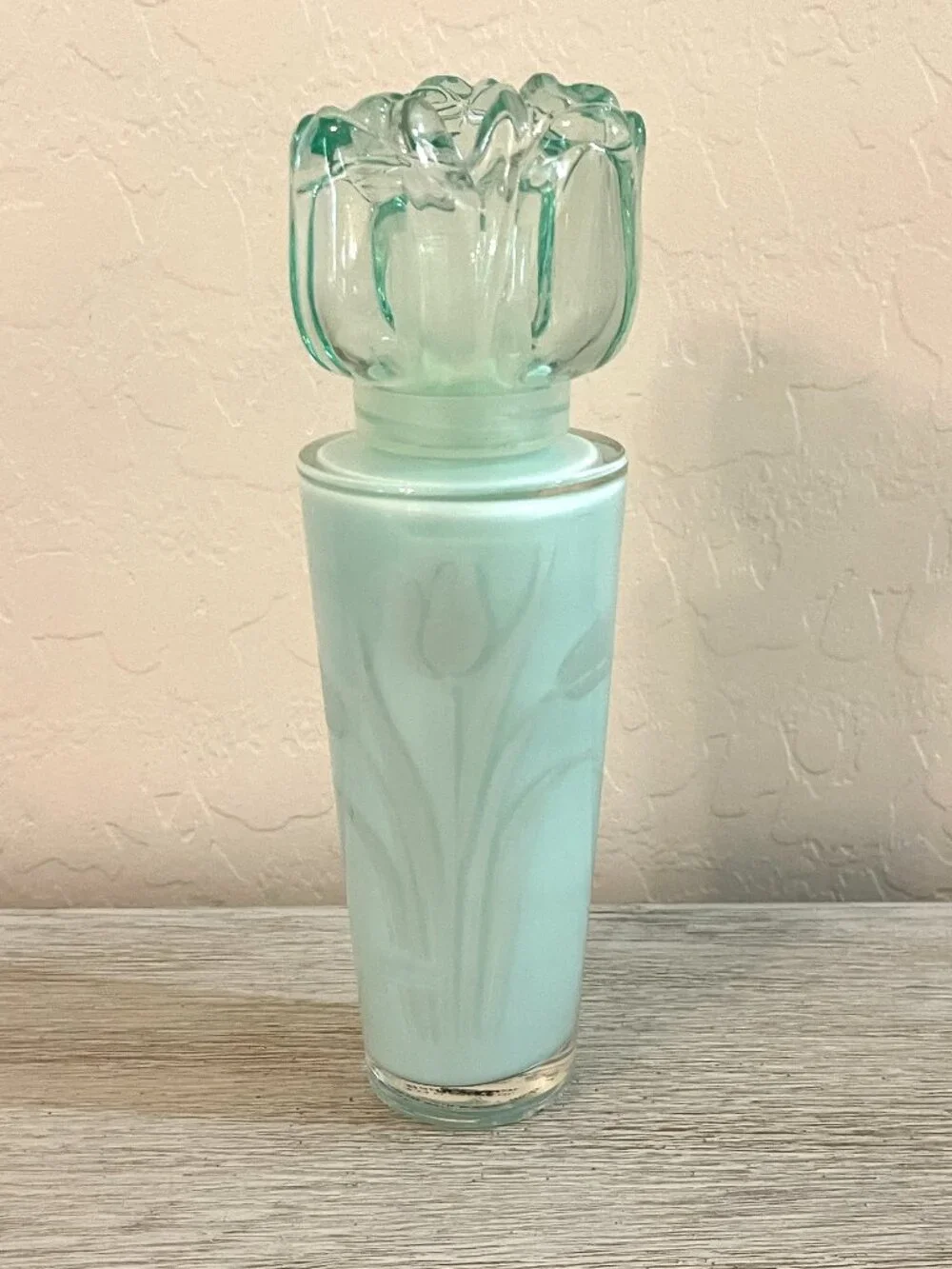 Bath & Body Works Glass Tulip Flower Bottle Lotion Vintage New Collectible